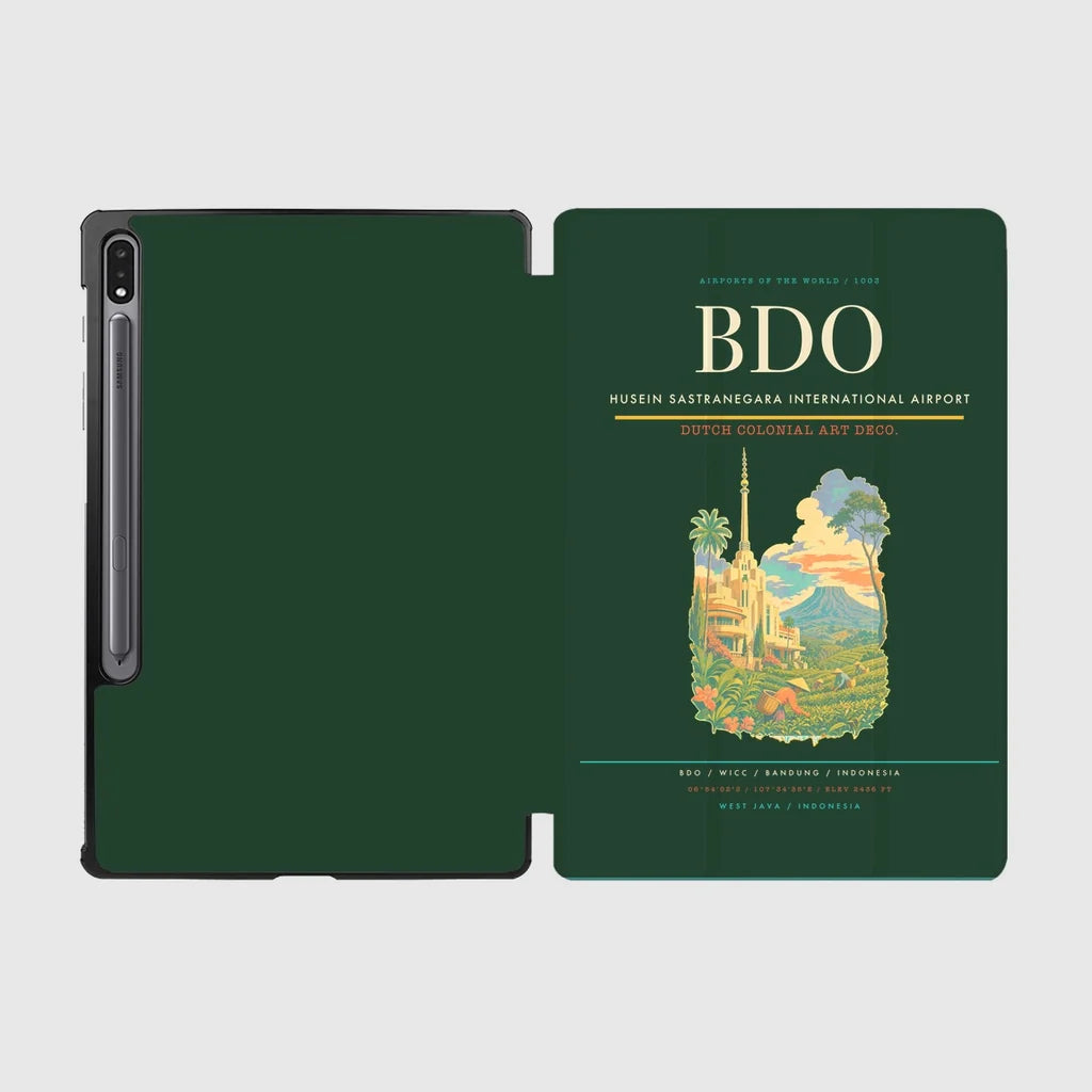 Husein Sastranegara International Airport (BDO) design on dark green samsung tablet tablet case