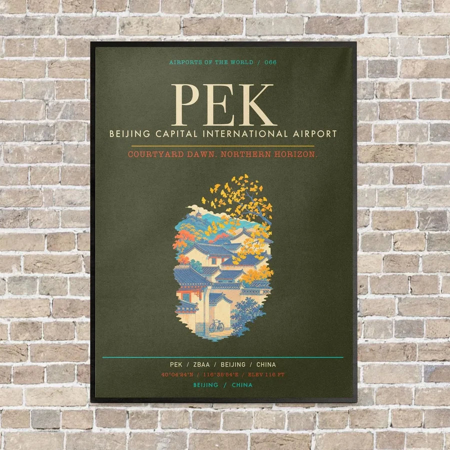 Beijing Capital International Airport PEK - Canvas Framed - Green Army