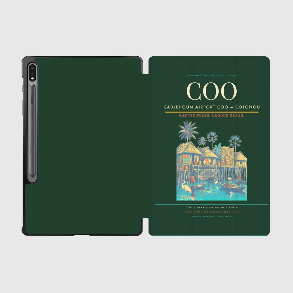 Cadjehoun Airport (COO) design on dark green samsung tablet tablet case