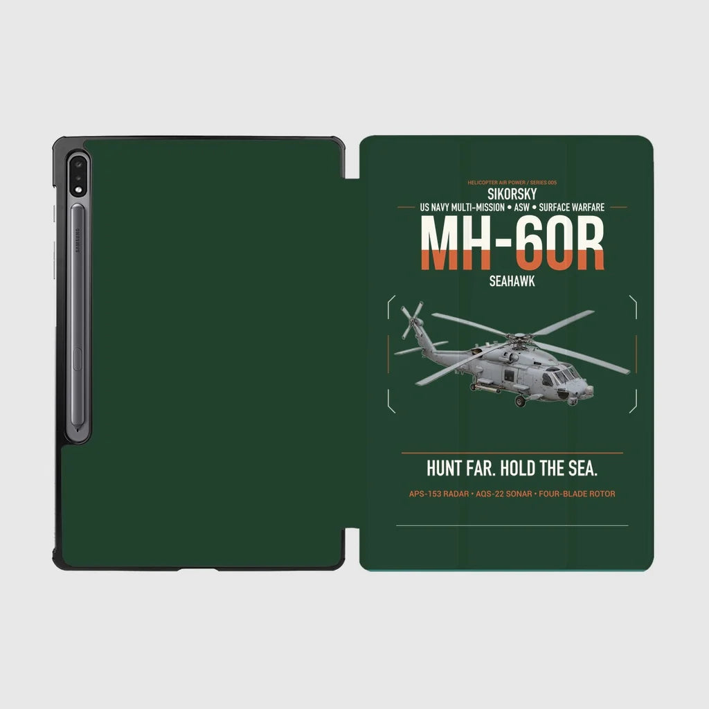 Sikorsky MH-60R Seahawk design on dark green samsung tablet tablet case