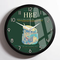 Thumbnail for Borg El Arab Airport (HBE) design on dark green framed wall clock