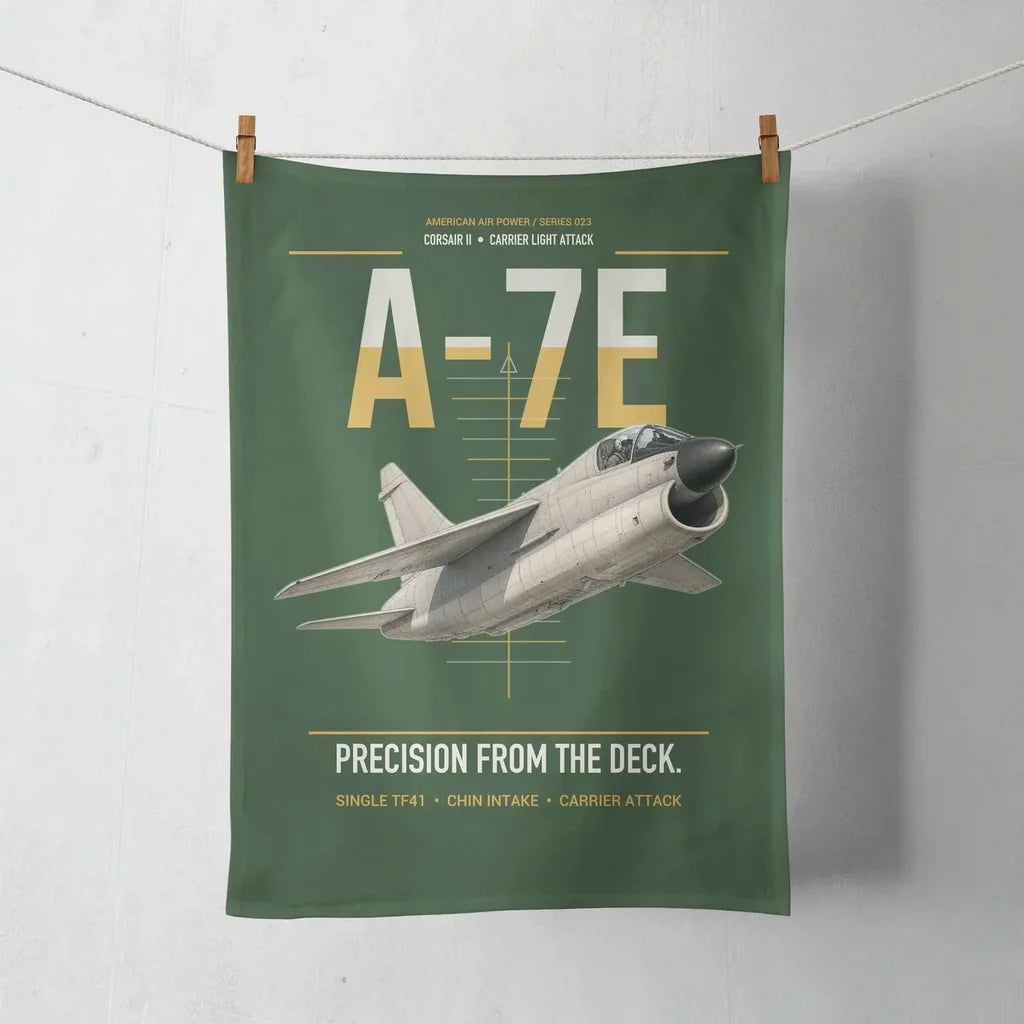 A-7E Corsair II design on dark green towel