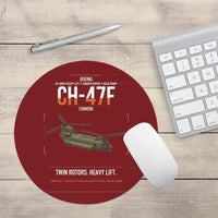Thumbnail for Boeing CH-47F Chinook design on dark red round mouse pad