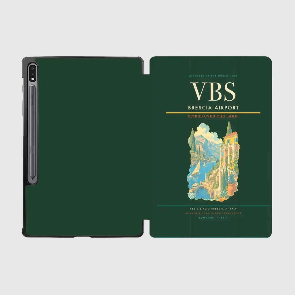 Brescia Airport (VBS) design on dark green samsung tablet tablet case