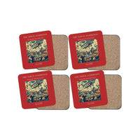 Thumbnail for The Aerial Exhibition - Designed Coasters design on red 4-pieces-set
