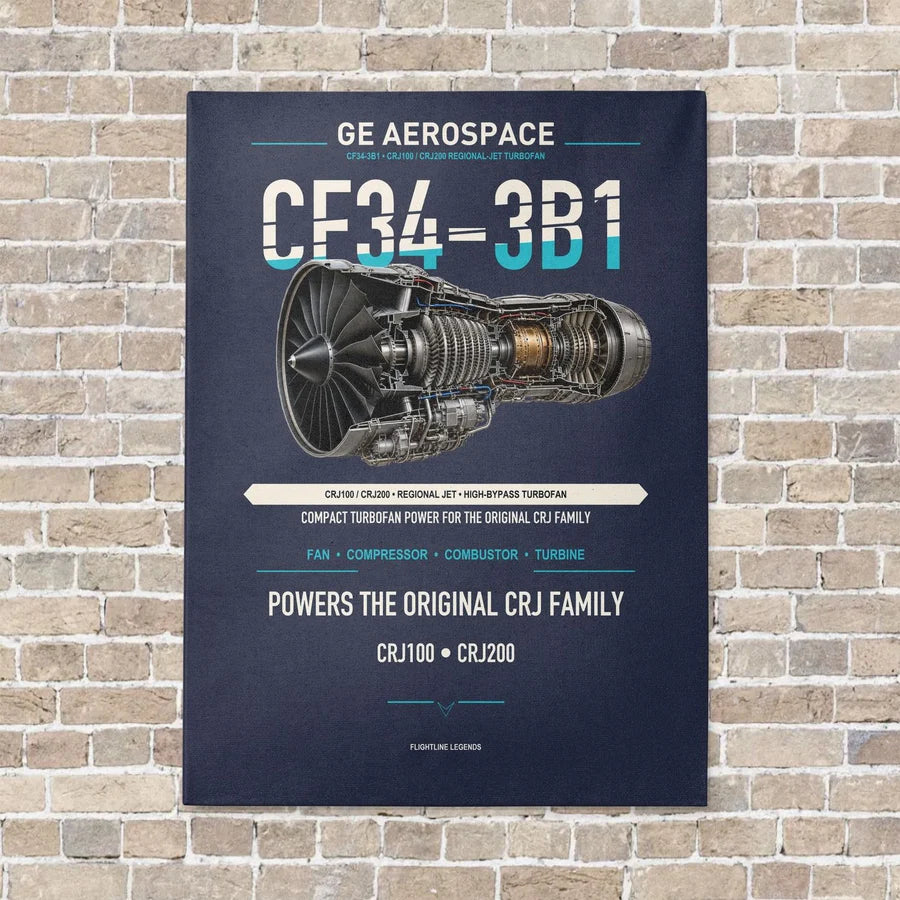 CF34-3B1 vertical canvas print - no frame - navy blue background