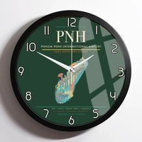 Thumbnail for Phnom Penh International Airport (PNH) design on dark green framed wall clock
