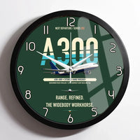 Thumbnail for Airbus A300-600R design on dark green framed wall clock