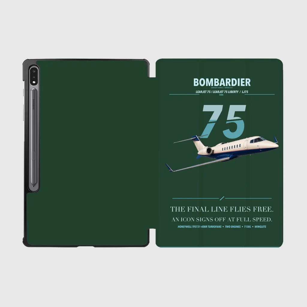 Bombardier Learjet 75 Liberty design on dark green samsung tablet tablet case