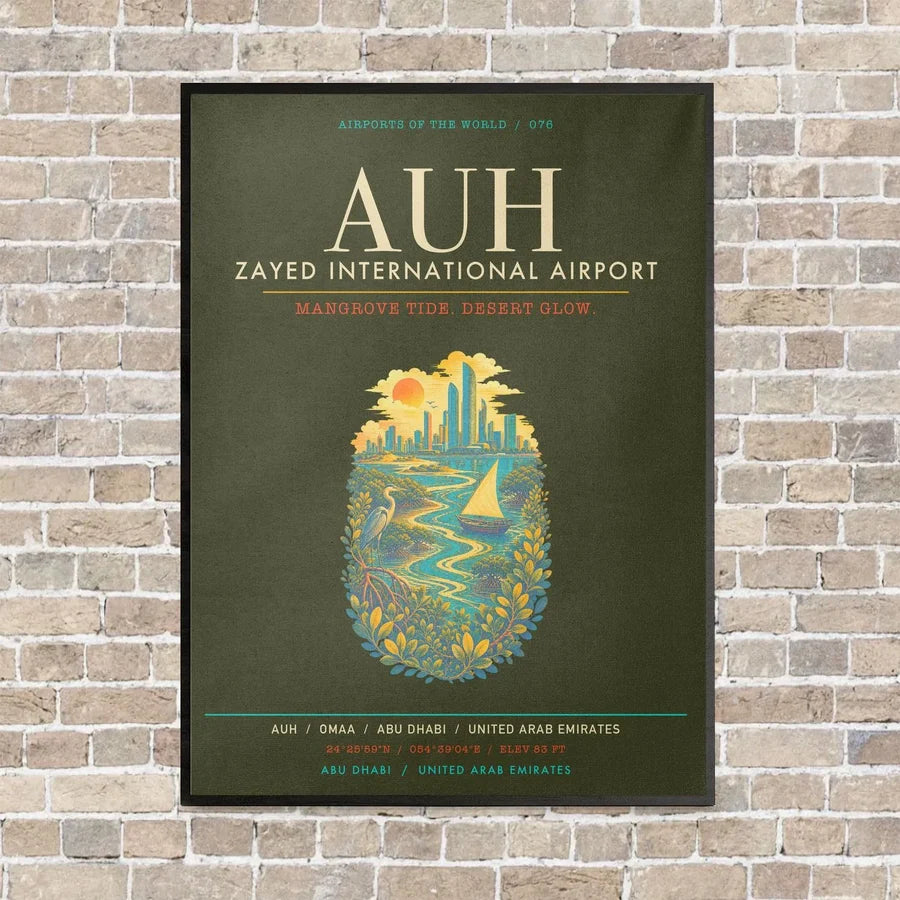 Zayed International Airport Abu Dhabi AUH - Canvas Framed - Green Army