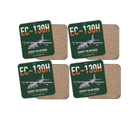 Thumbnail for EC-130H Compass Call design on dark green 4 pieces set coaster