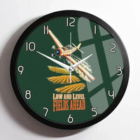 Thumbnail for Low And Level Fields Ahead design on dark green framed wall clock