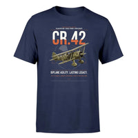 Thumbnail for Fiat CR.42 Falco design on navy blue t-shirt, single-side print