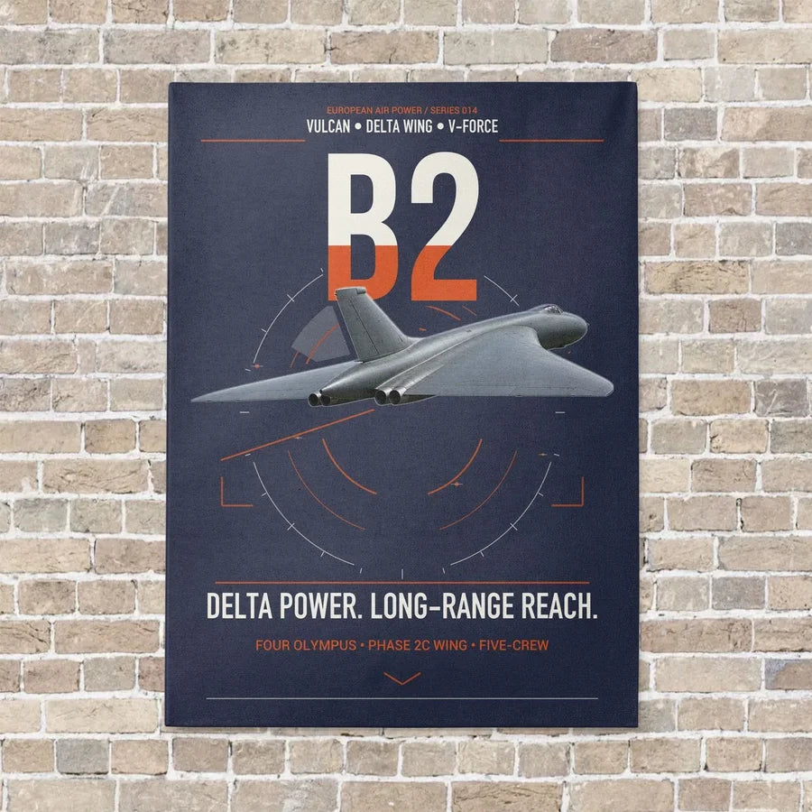 Avro Vulcan B2 vertical canvas print - no frame - navy blue background