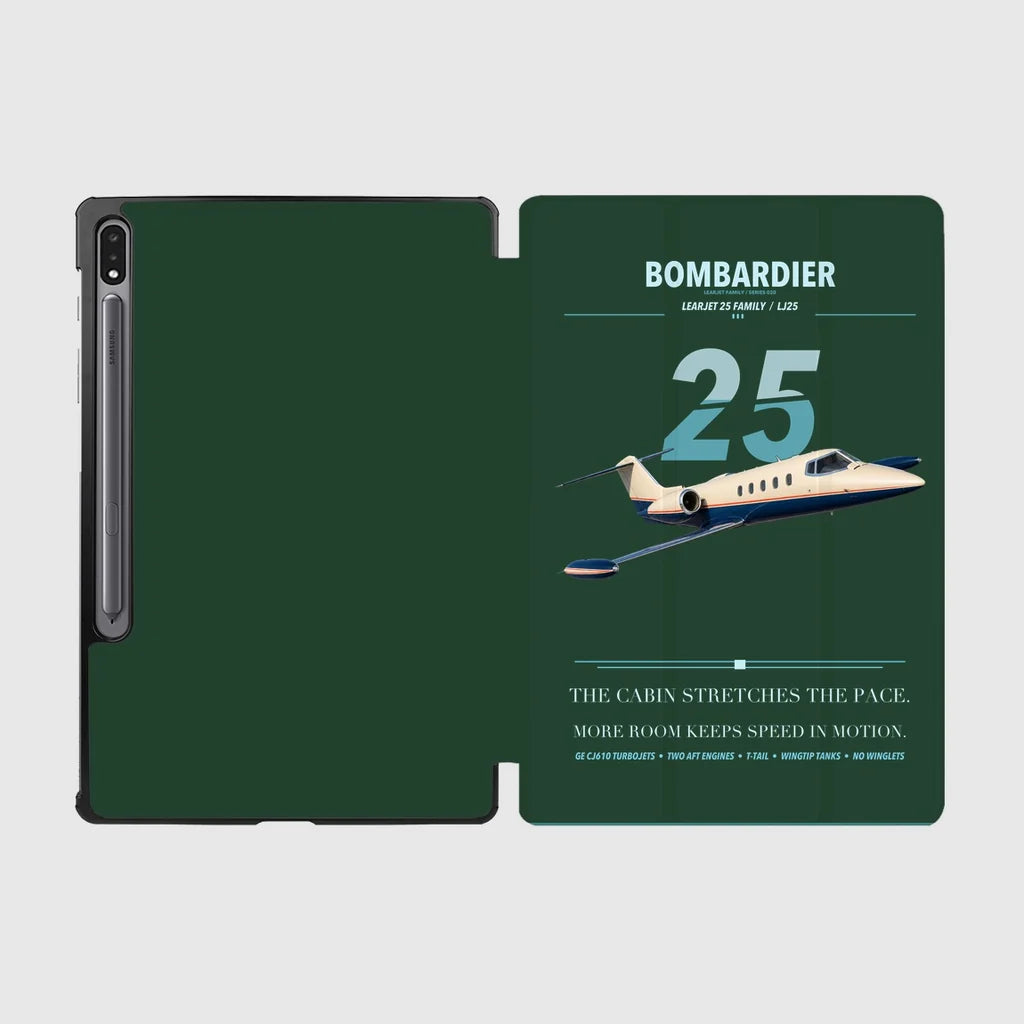 Bombardier Learjet 25 design on dark green samsung tablet tablet case