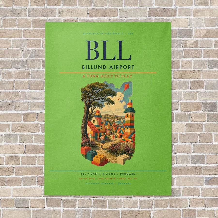 Billund Airport BLL - Canvas No Frame - Light Green