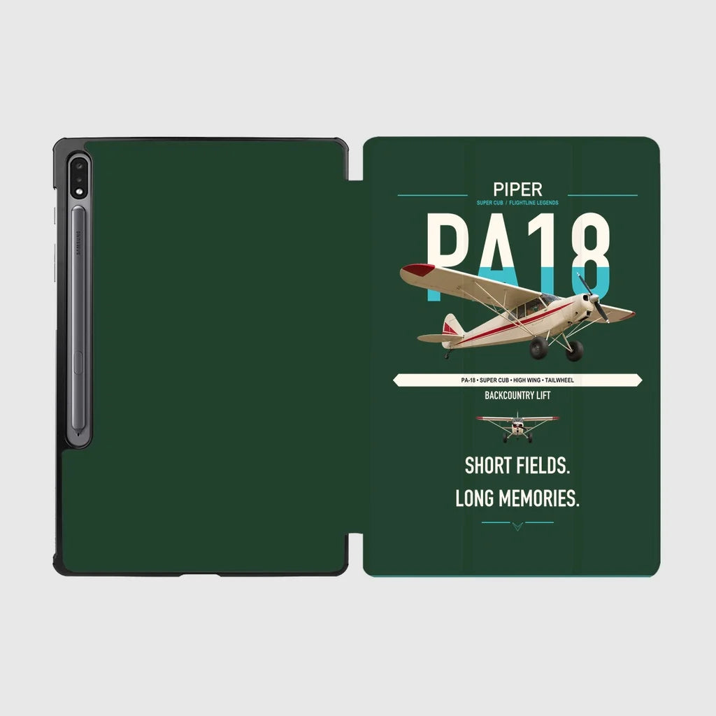 Piper PA-18 Super Cub design on dark green samsung tablet tablet case