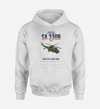 Thumbnail for Aérospatiale SA 330B Puma design on white double-side hoodie, single-side print