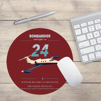 Thumbnail for Bombardier Learjet 24 design on dark red round mouse pad