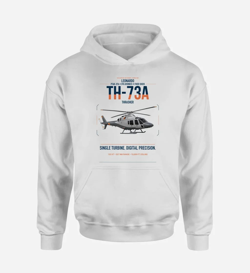 Leonardo TH-73A Thrasher design on white double-side hoodie, single-side print
