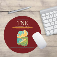 Thumbnail for Tanegashima Airport (TNE) design on dark red round mouse pad