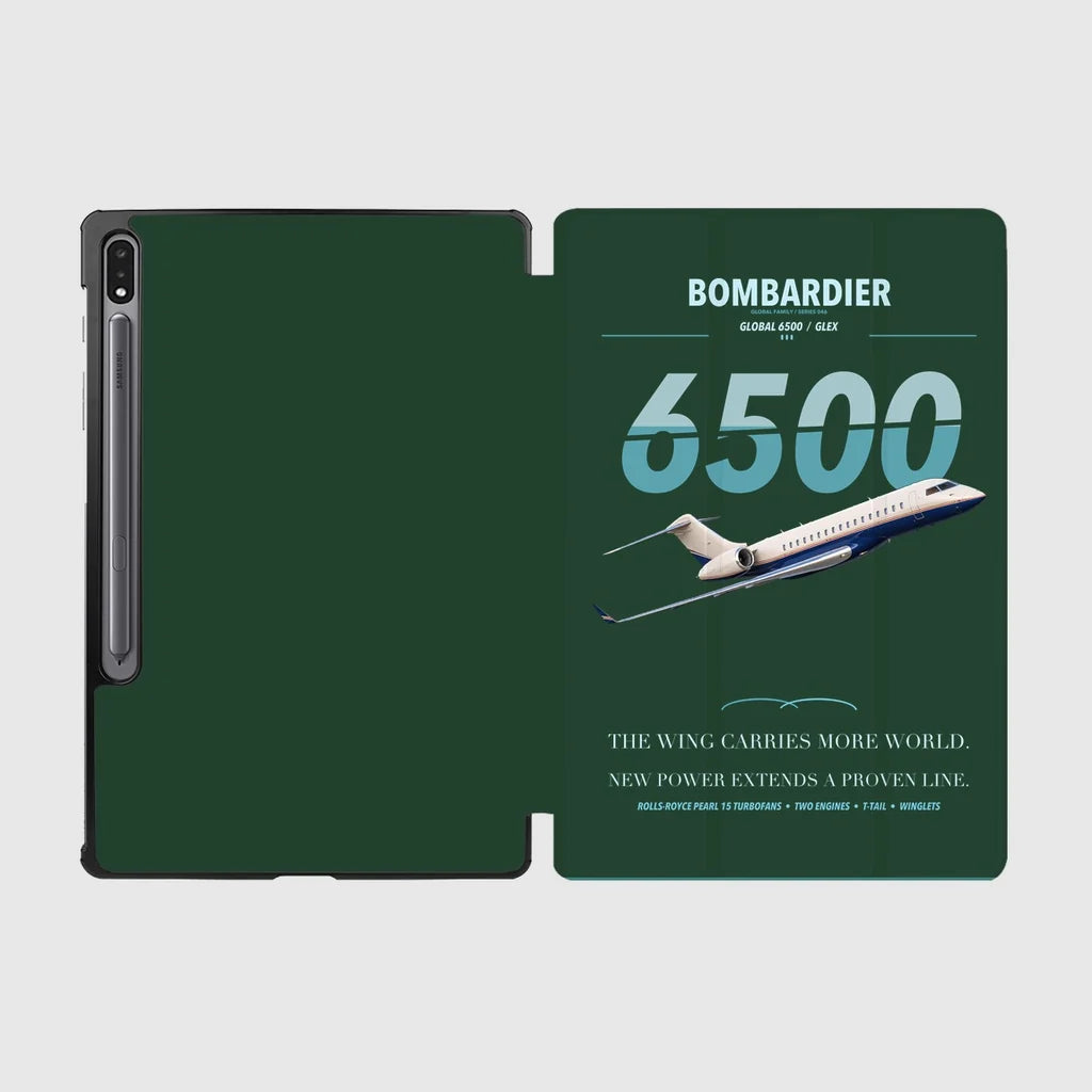 Bombardier Global 6500 design on dark green samsung tablet tablet case