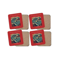 Thumbnail for The Cape Of Storms Rounding - Designed Coasters design on red 4-pieces-set
