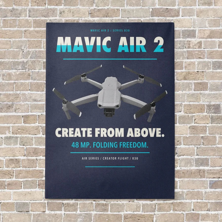 DJI Mavic Air 2 vertical canvas print - no frame - navy blue background
