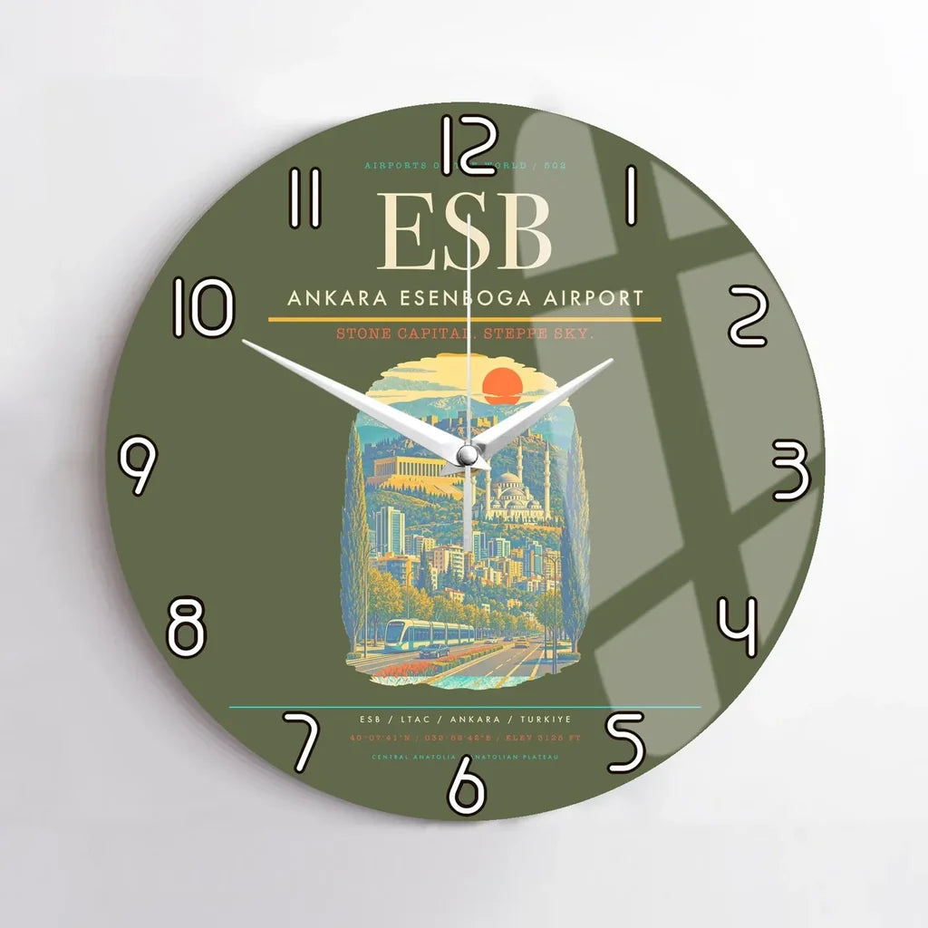 Ankara Esenboga Airport ESB Wall-Clock No-Frame - Green Army