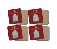Thumbnail for Coimbatore International Airport CJB Coaster 4-Pieces-Set - Dark Red