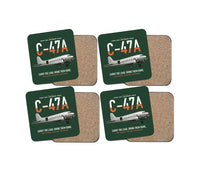 Thumbnail for C-47A Skytrain design on dark green 4 pieces set coaster