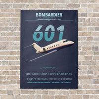 Thumbnail for Bombardier Challenger 601 vertical canvas print - no frame - navy blue background