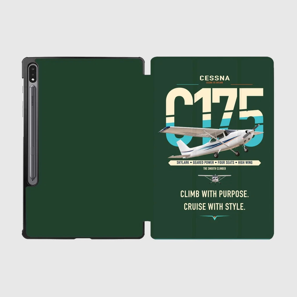 Cessna 175 Skylark design on dark green samsung tablet tablet case