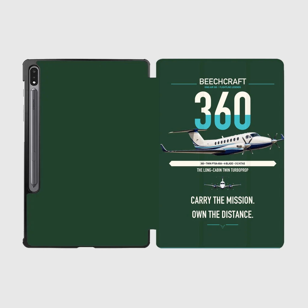 Beechcraft King Air 360 design on dark green samsung tablet tablet case