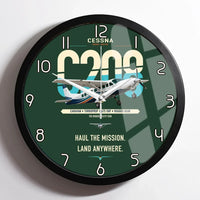 Thumbnail for Cessna 208 Caravan design on dark green framed wall clock