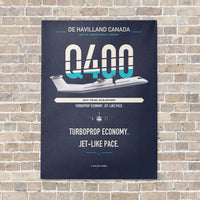 Thumbnail for De Havilland Dash 8-400 vertical canvas print - no frame - navy blue background