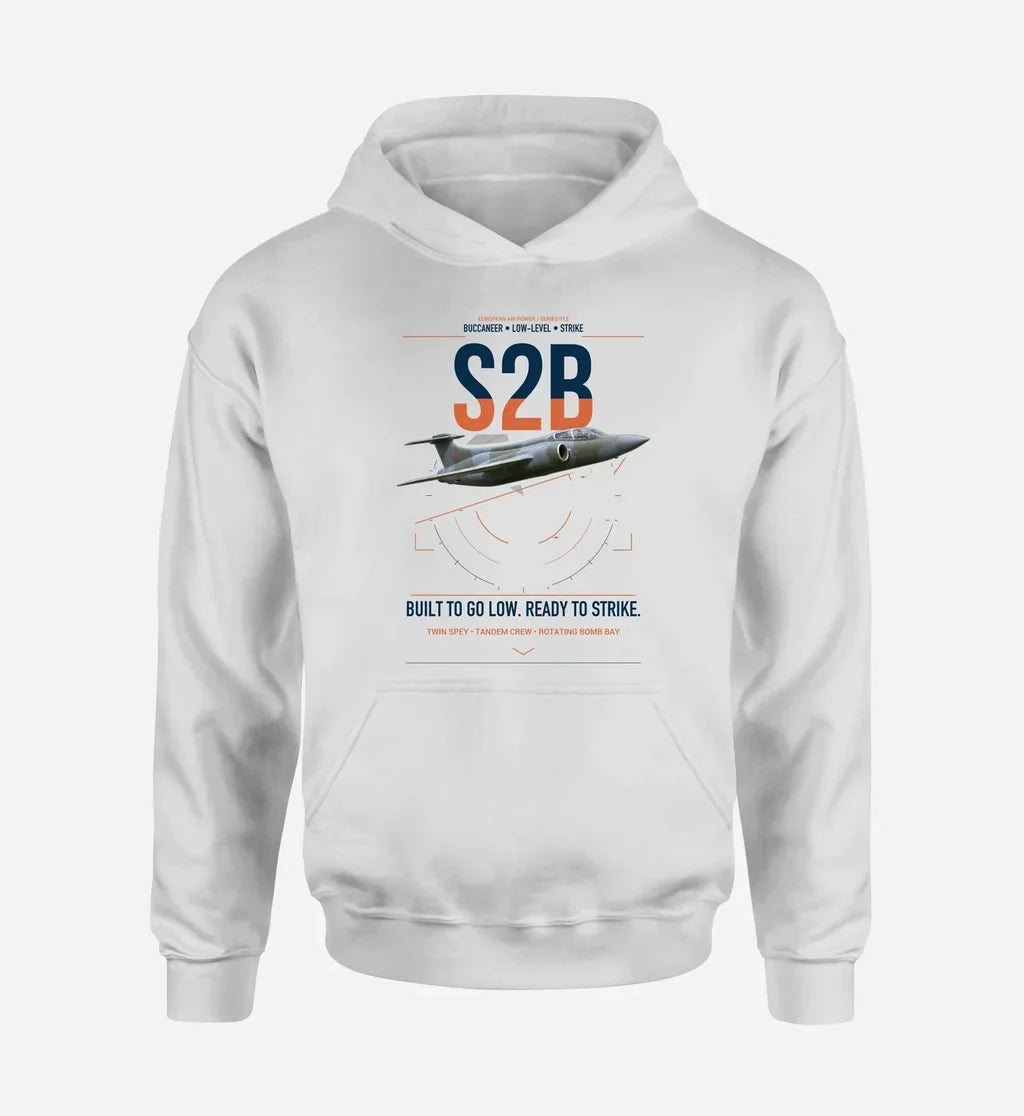 Blackburn Buccaneer S2B design on white double-side hoodie, single-side print