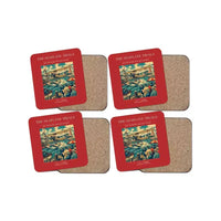 Thumbnail for The Seaplane Trials - Designed Coasters design on red 4-pieces-set