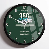 Thumbnail for Beechcraft King Air 350i design on dark green framed wall clock