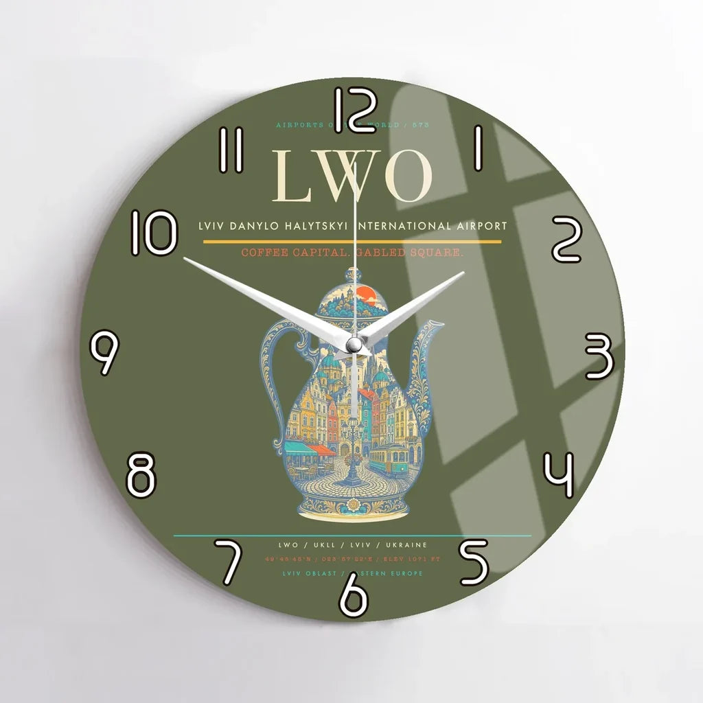 Lviv Danylo Halytskyi International Airport LWO Wall-Clock No-Frame - Green Army