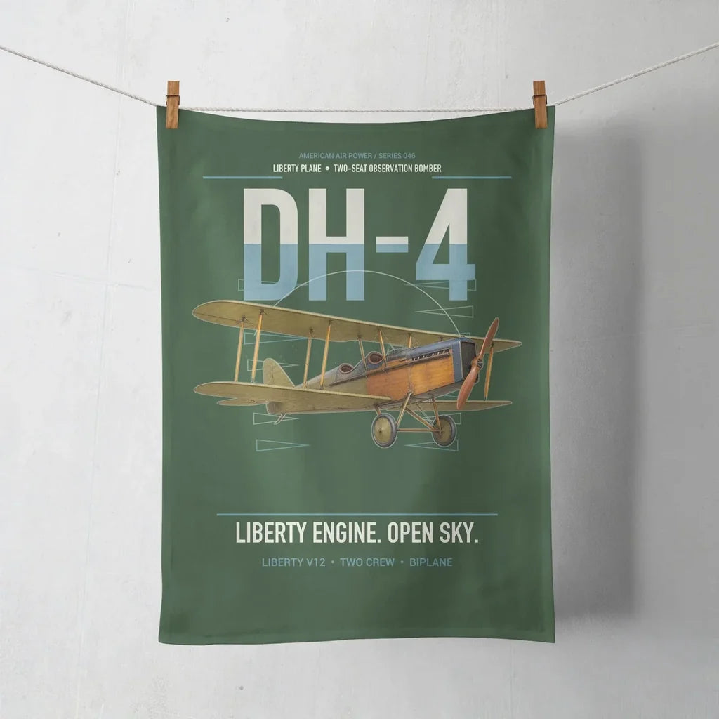 Airco DH-4 Liberty Plane design on dark green towel