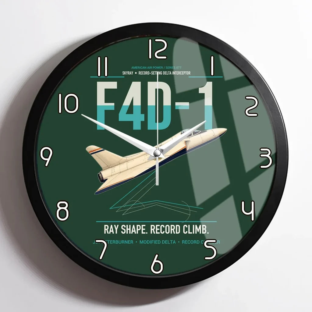 F4D-1 Skyray design on dark green framed wall clock