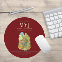 Thumbnail for Matsuyama Airport (MYJ) design on dark red round mouse pad