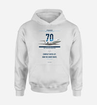 Thumbnail for Fokker 70 design on white double-side hoodie, single-side print