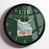 Thumbnail for Great Falls International Airport (GTF) design on dark green framed wall clock