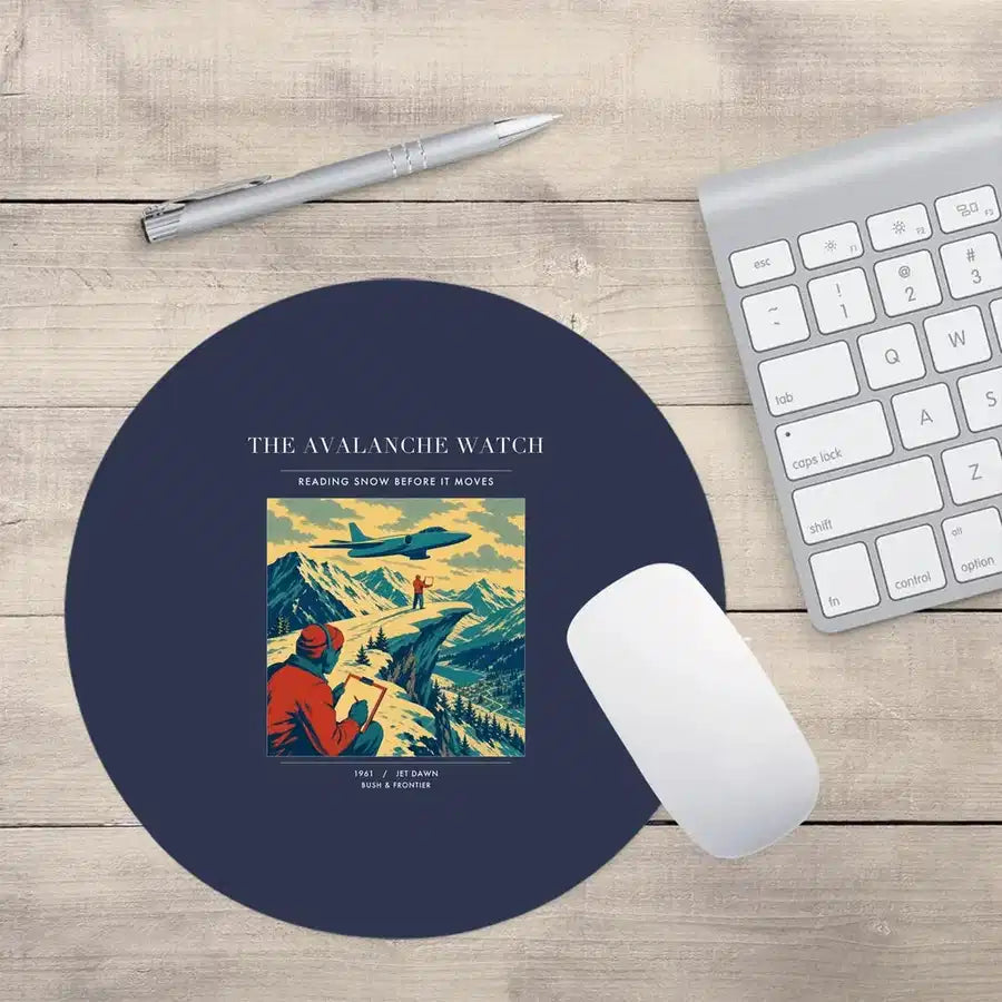 VINTAGE G4344 - The Avalanche Watch - Designed Mouse Pads design on navyblue round