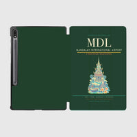 Thumbnail for Mandalay International Airport (MDL) design on dark green samsung tablet tablet case
