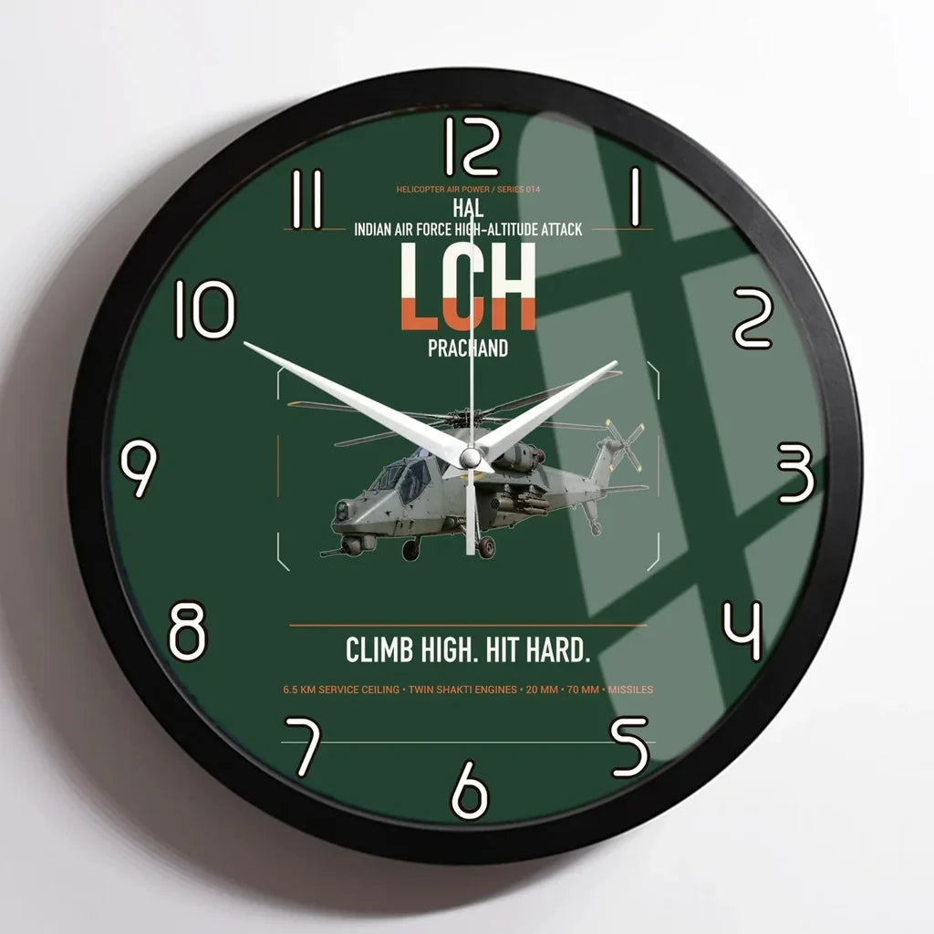 HAL LCH Prachand design on dark green framed wall clock