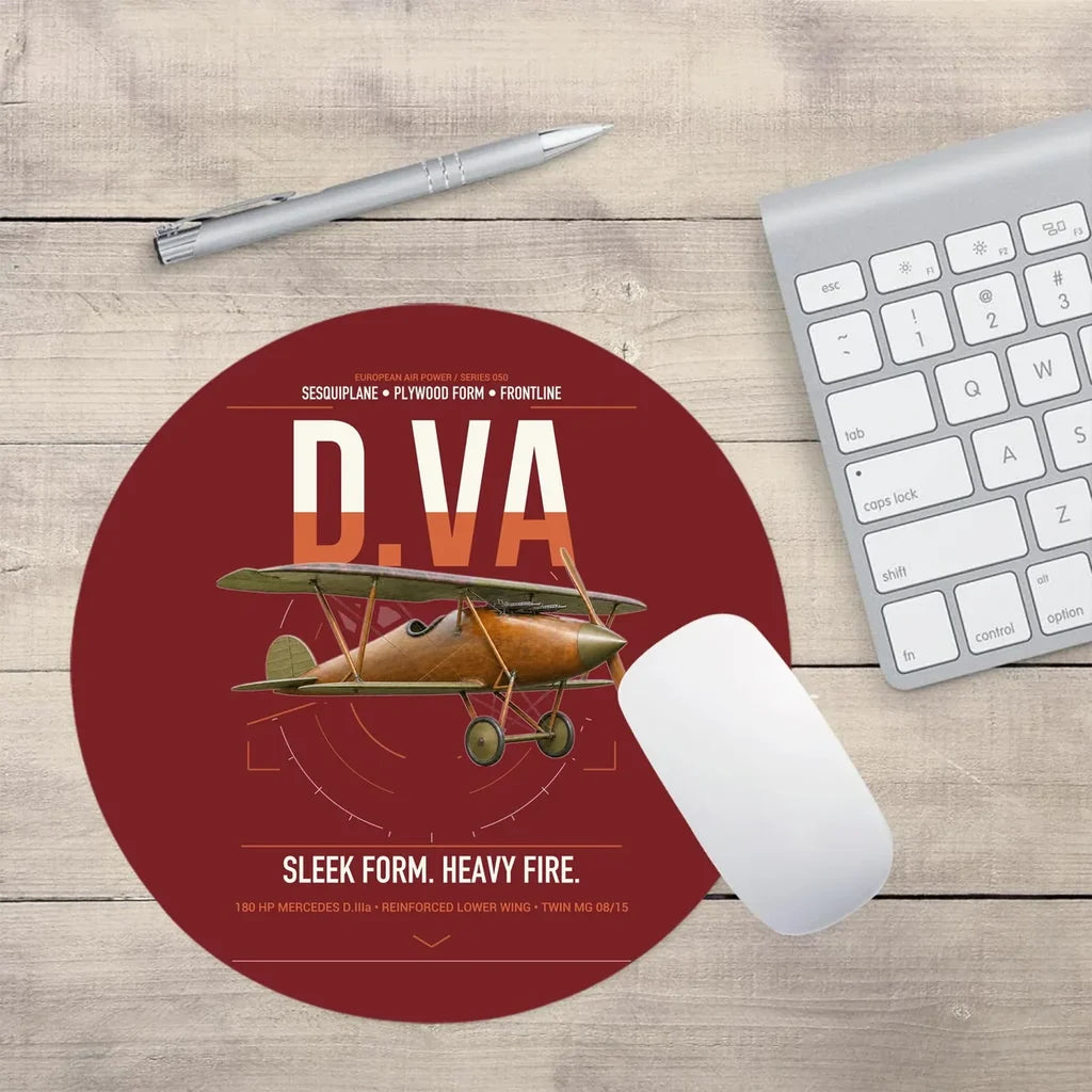 Albatros D.Va design on dark red round mouse pad