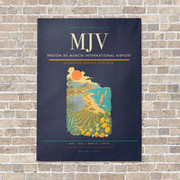 Thumbnail for Región de Murcia International Airport MJV vertical canvas print - no frame - navy blue background